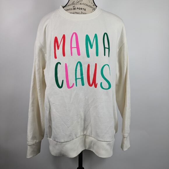 Womens Large Christmas Sweater Dec 25th Mama Claus Comfy Graphic Long Sleeve - Picture 1 of 7